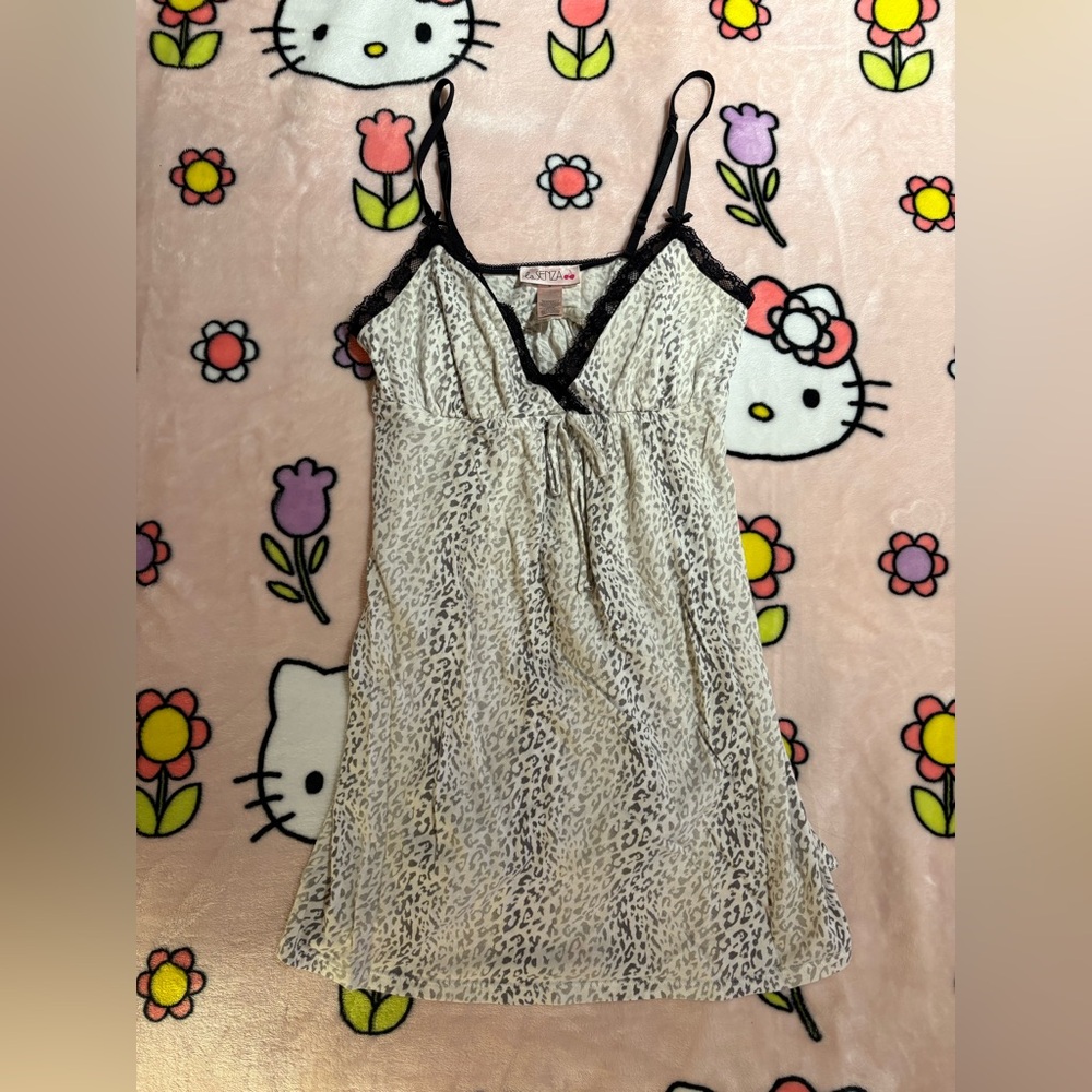 La SENZA Babydoll Leopard Print mini dress